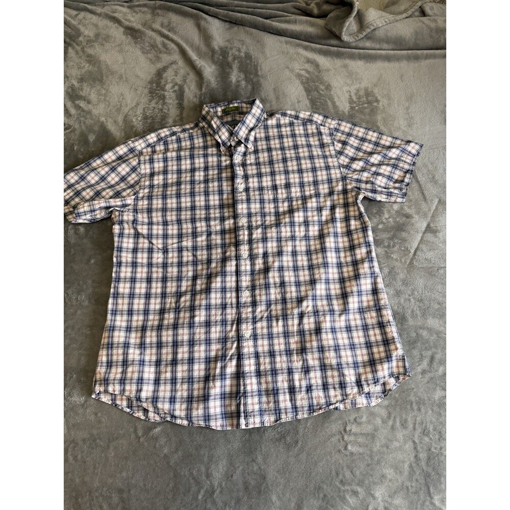 Orvis  Men's Blue Plaid Short Sleeve Button Up Shirt Size XXL